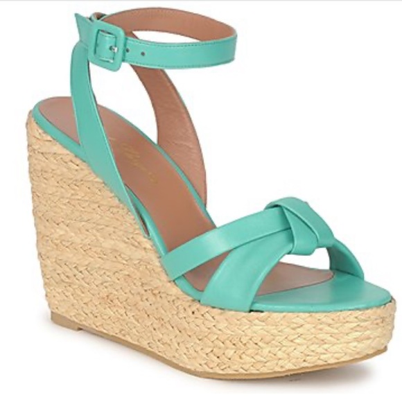 ROBERT CLERGERIE DEBA Espadrille Wedge Sandal in Pacific / Natural 8.5 - Picture 1 of 11
